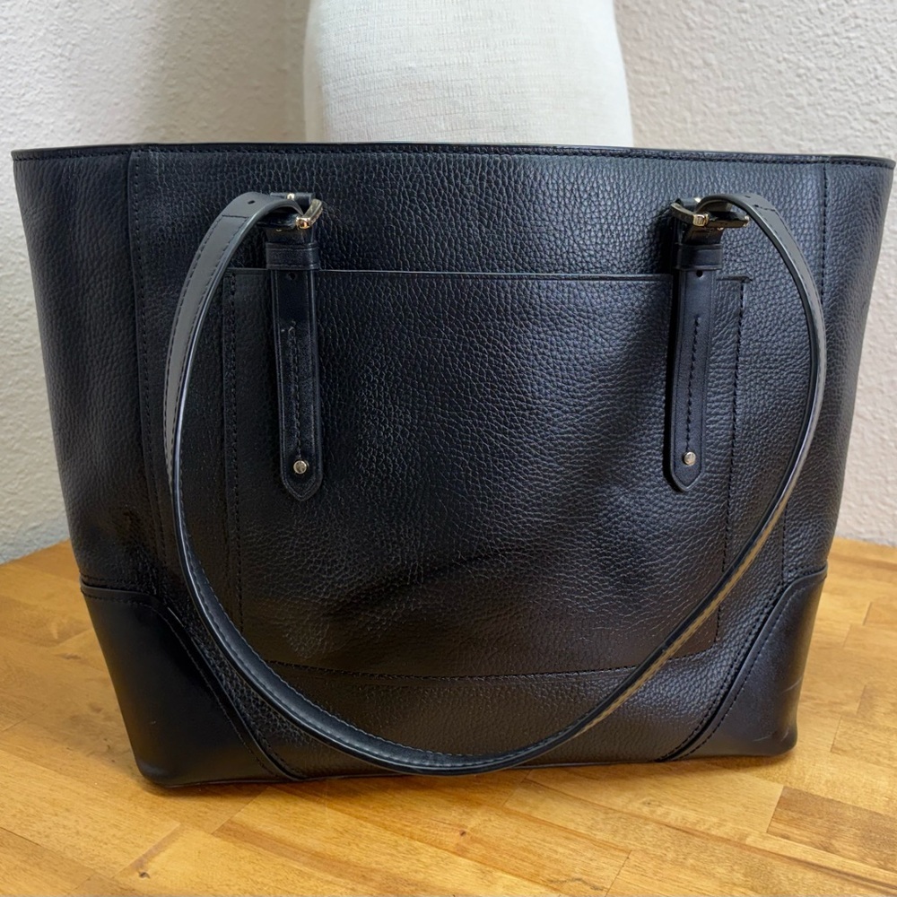 Michael Kors Black Pebbled Leather Bedford Medium Pocket Tote Bag - Picture 3 of 13